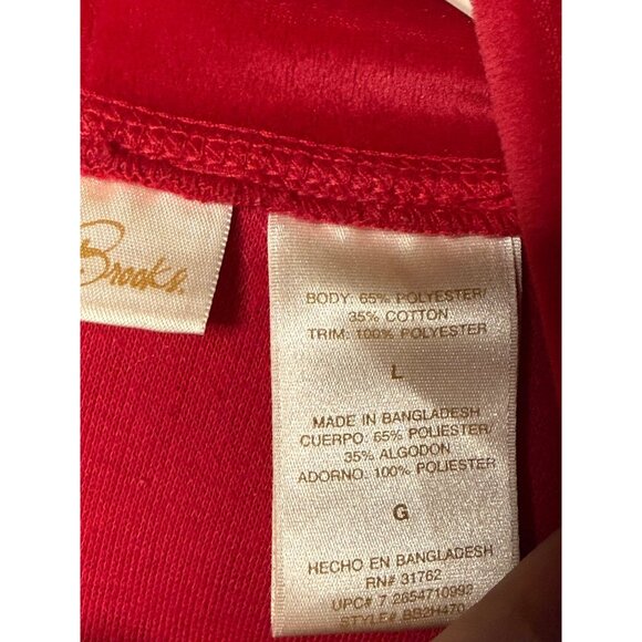 VTG Bobbie Brooks Red Long Sleeve Top Velvet Trim & Embroidered Details Womens L - Picture 5 of 7